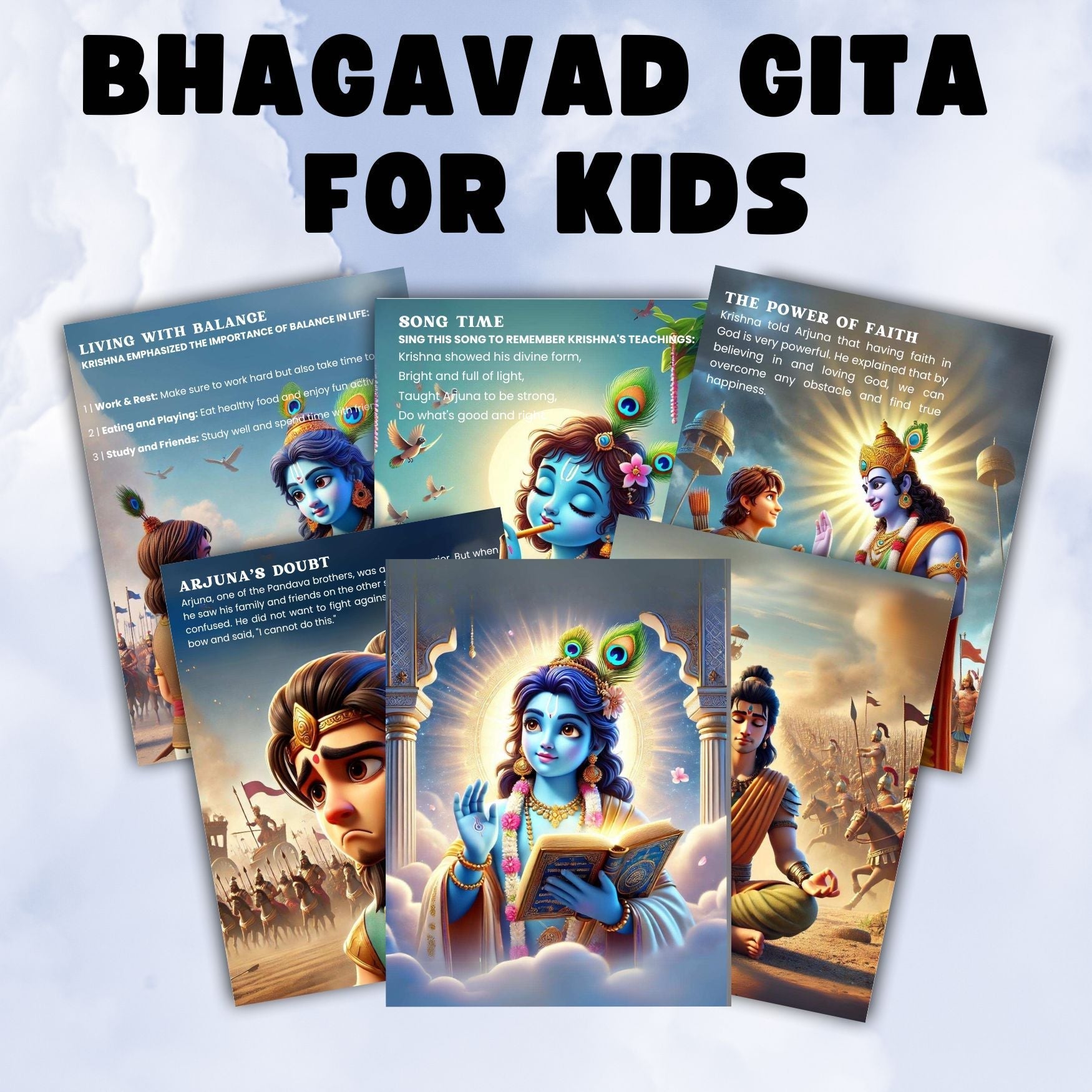 Bhagavad Gita for Kids - Hindi & English ( Bonus : Wall Art + Colouring Book )